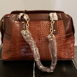 New Brown Embossed Leather handbag